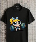 Camiseta negra con temática chica poderosa burbuja